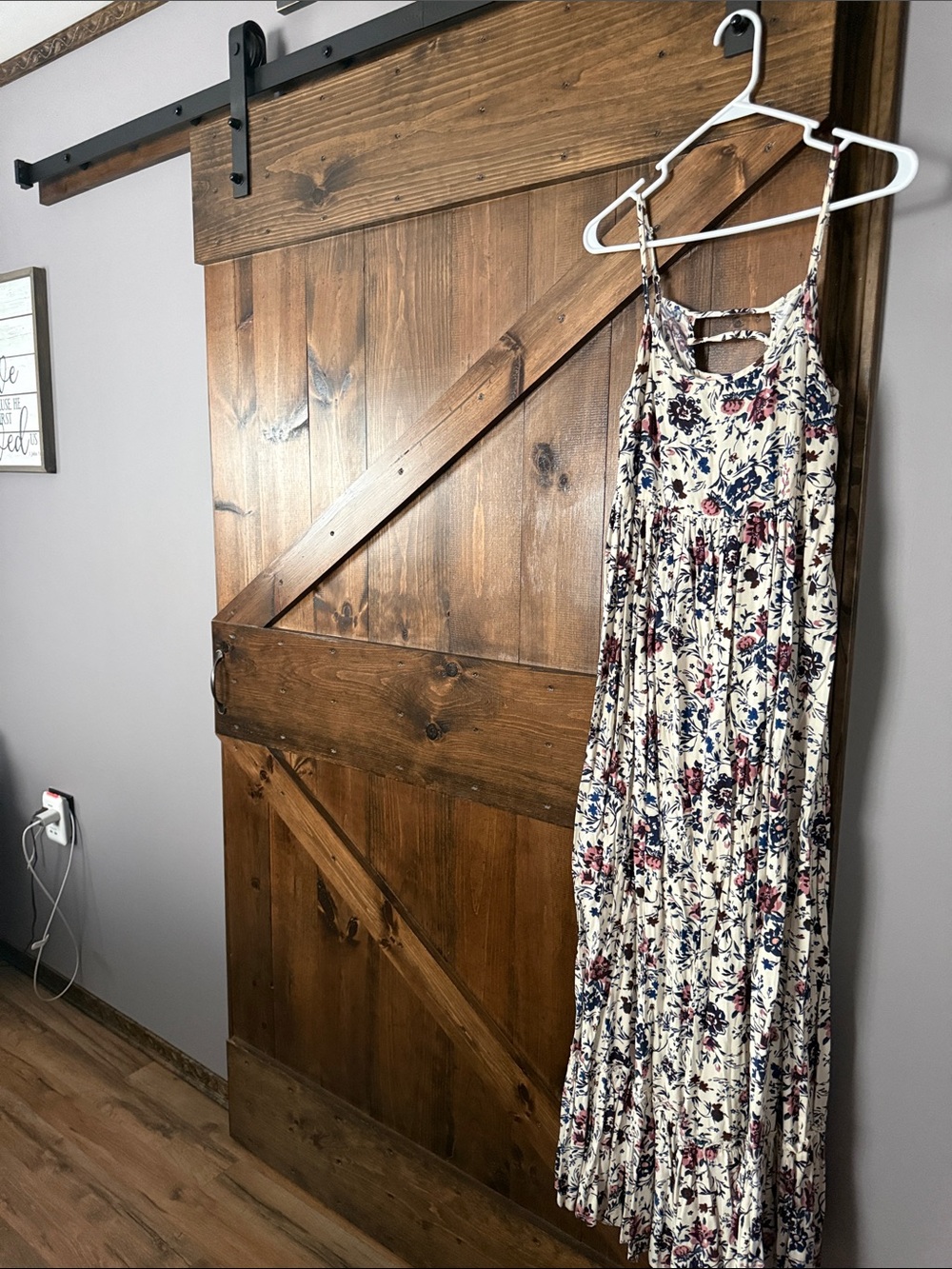 Band of Gypsies Cream Maxi Dress with Pink & Blue Floral Print